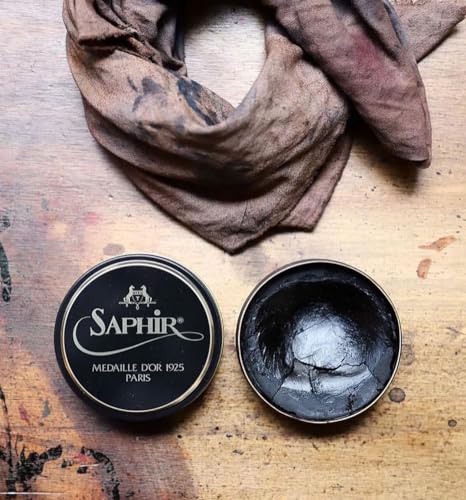 SAPHIR Medaille d’Or Pate De Luxe Natural Wax Shoe Polish for Men's Leather Shoes - Shines Brilliance - 50ml - Grey  
SA
