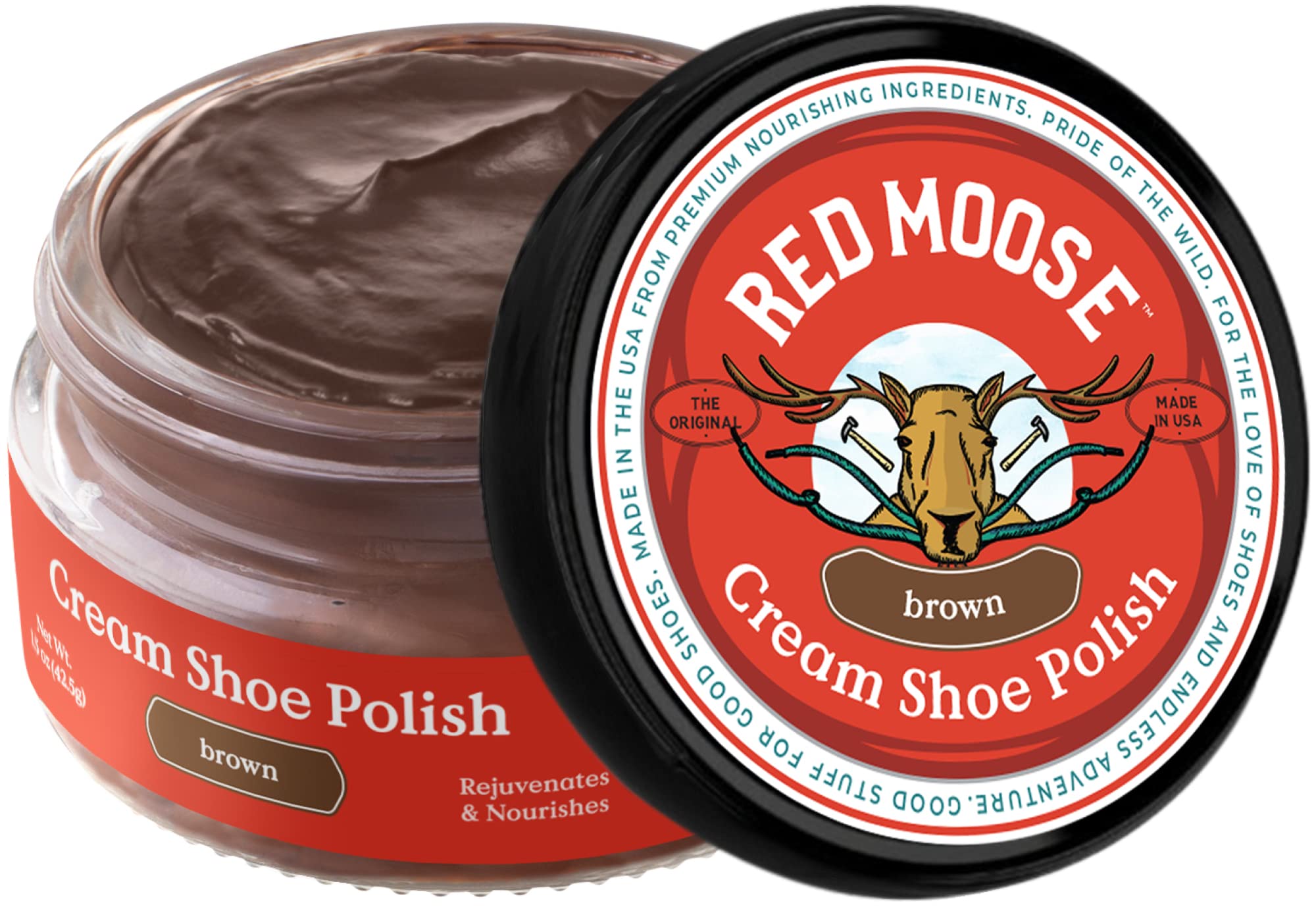 Premium Red Moose Boot and Shoe Cream Polish for Men - American Made
| Red Moose Premium Boot and Shoe Cream Polish - F